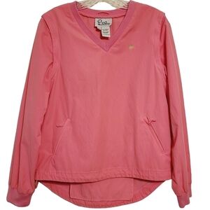 Lilly Pulitzer | Women's Pink V-Neck Zipper Sleeves Jacket (Size Medium)